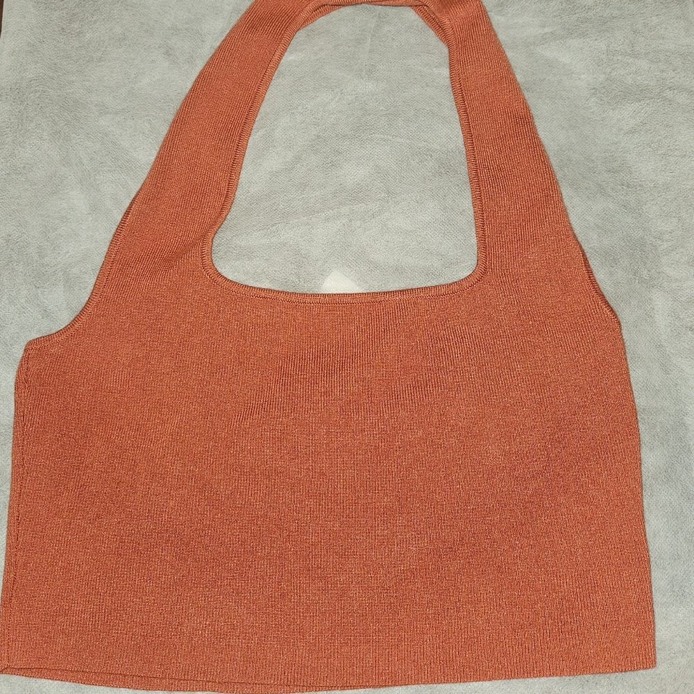 Evelyn Rose  Orange Knit Women's Halter Top